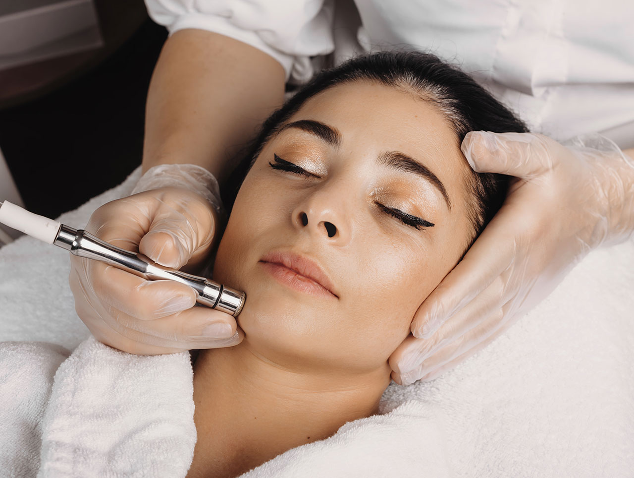 Woman getting a micro-laser peel at the Garlich office.